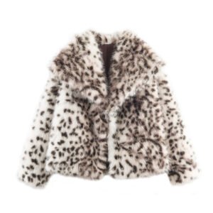 Thick leopard print faux fur jacket
