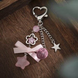 Small Fresh Bow Special Secret Chain Keychain Alloy Glass Bead Pendant