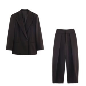 Double breasted suit jacket+pants set