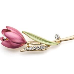 Tulip Flower Brooch Pin Crystal Costume Jewelry