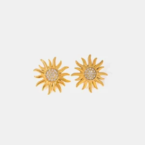 Stainless steel sunflower jewelry flower earrings for women