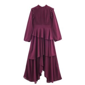 Women's Fashion Chiffon Dress with Irregular Layered Design, Elegant Style Spring New Arrival