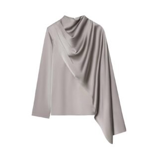 Elegant Satin Top with Shawl Design, Fashionable and Versatile for Women