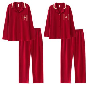 Couple's pajama long sleeved home suit set