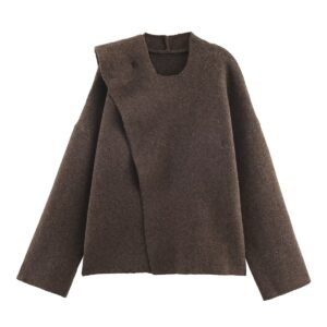 Solid color scarf knitted sweater