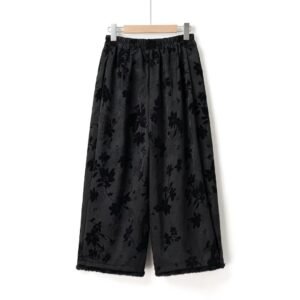 Street Style Fashion Trendy Fleece-Lined Warm Jacquard Floral Bubble Pants for Women