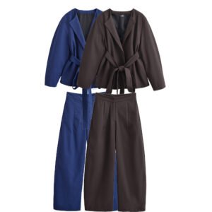 Hemp kimono style jacket suit+pants set