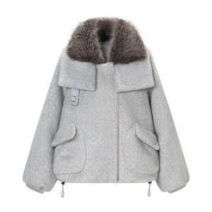 Button Closure Turn-Down Collar Straight Silhouette Wool Blend Cotton-Padded Coat