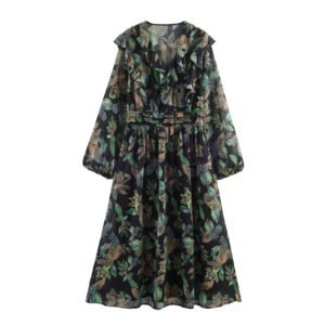 New Women's Fashion Trendy Casual Classic Print Long Sleeve Dress