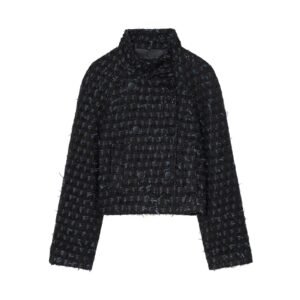 Metallic thread construction double breasted jacket