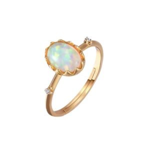 Retro Opal gold-plated ring for women
