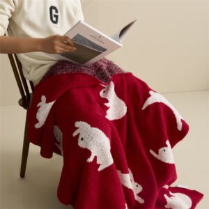 New Year Rabbit Blanket Sofa Blanket Scarf