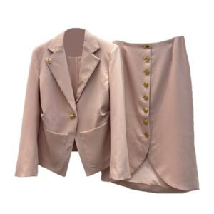 Luxury light pink suit half skirt women's two-piece set