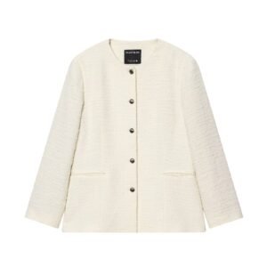 Texture round neck jacket for women's clothing