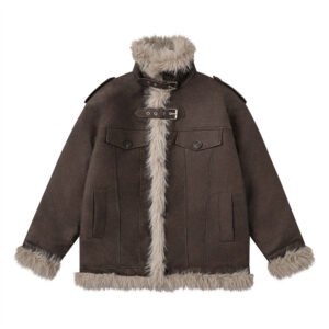 Fur and fur integrated thick cold resistant and warm jacket