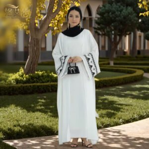 Embroidered Kaftan Long Robe Without Hijab