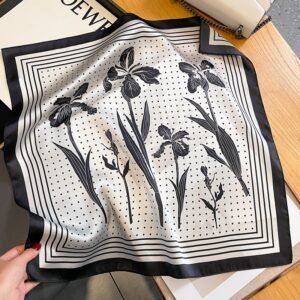 Silk Flowers Square Scarf Women