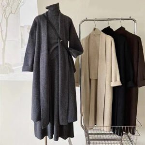 Lazy style sweater three piece set for autumn and winter half skirt long knitted sweater set for women