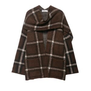 Plaid scarf knitted coat jacket