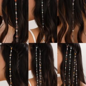 Simple and versatile fashion sense, colorful gravel braided hair with tassel headpiece and hair accessories