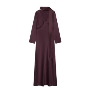 Elegant Satin-Textured Scarf Dress for Women