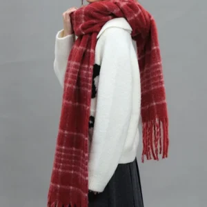 Fringe Plaid Thermal Scarf