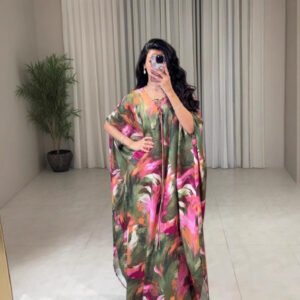 Women's Middle East Printed Caftan Long Robe Evening Dress