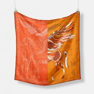 Medieval Pegasus Women's Printed Decorative Small Square Scarf, Scarf with Ribbon Scarf