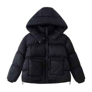 Hooded pocket decoration bread cotton coat jacket