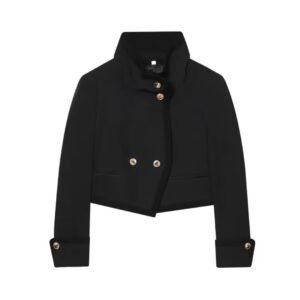 Style Fashionable Casual Gold-Buttoned Short Blazer Jacket for Women
