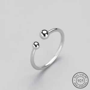 Trendy Minimalist Beads Adjustable Ring Real 925 Sterling Silver Fine Jewelry For Women Party Accessories Bijoux Gift