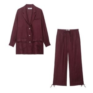 Women's suit jacket+linen lantern pants