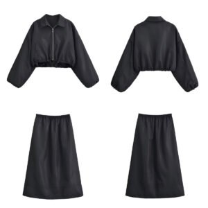 Collar short jacket jacket+half skirt set