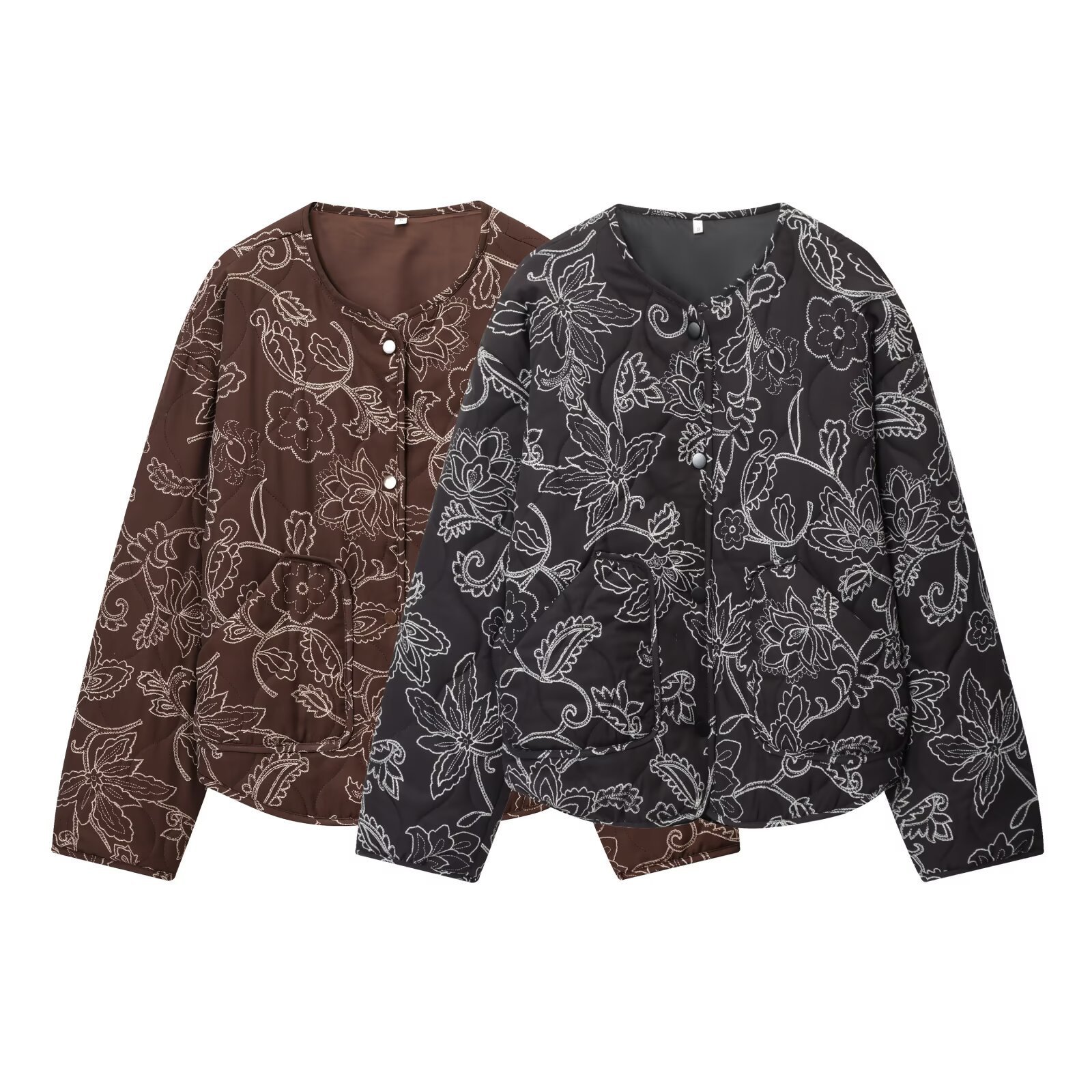 Quilted embroidered cotton jacket