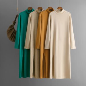 Half high neck new knitted dress