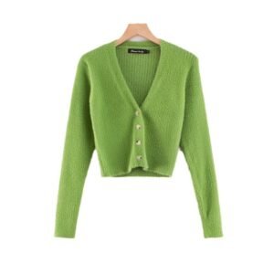 V-neck long sleeved cardigan sweater